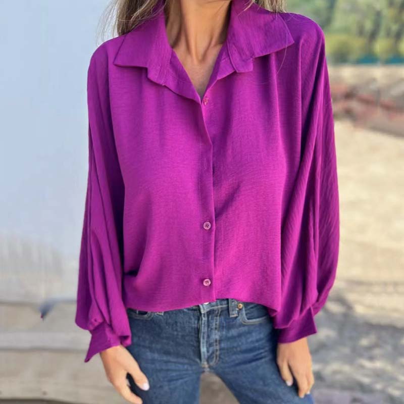 💥Uitverkoop 49% korting🔥Elegante effenkleurige overhemd met knopen voor dames
