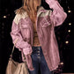 Dames Casual Corduroy Jas met Capuchon en Kleurvlakken