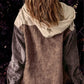 Dames Casual Corduroy Jas met Capuchon en Kleurvlakken