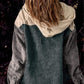 Dames Casual Corduroy Jas met Capuchon en Kleurvlakken