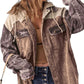 Dames Casual Corduroy Jas met Capuchon en Kleurvlakken