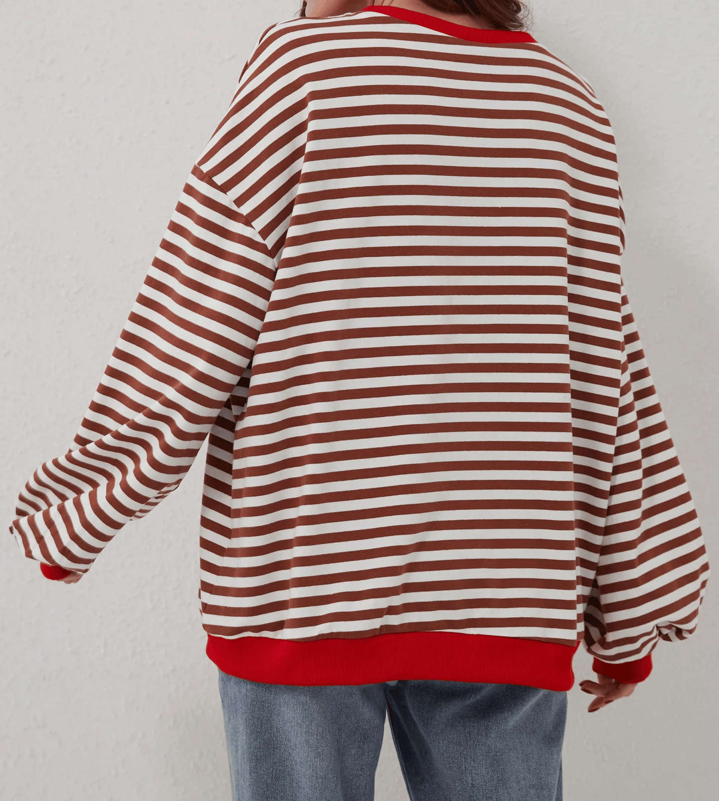 OVERSIZED GESTREEPTE DAMESTRUI MET LANGE MOUWEN