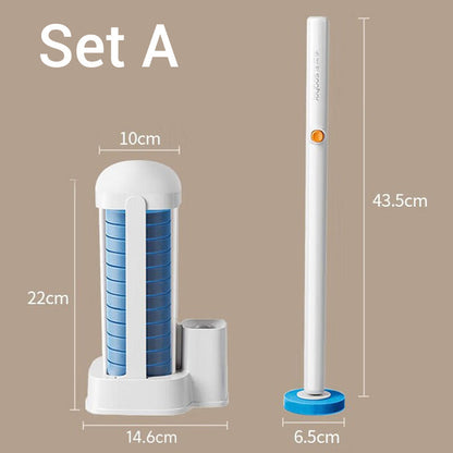 Toalettbørstesett med børstehoder til engangsbruk