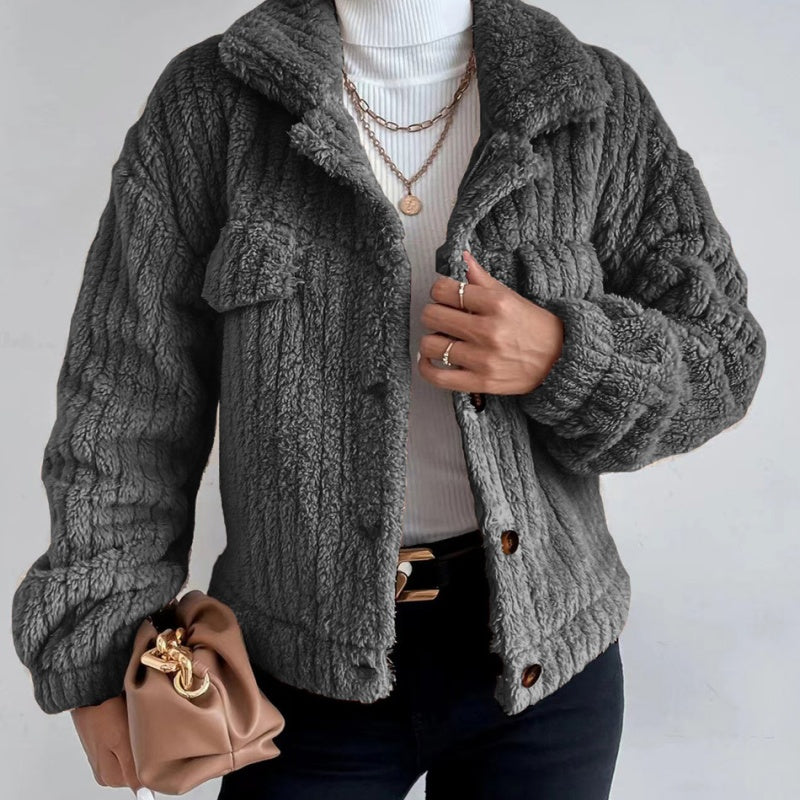 🏆️Vrouwen Lapsluiting Button💖Down Warme Fuzzy Cropped Jas 🍂❣️