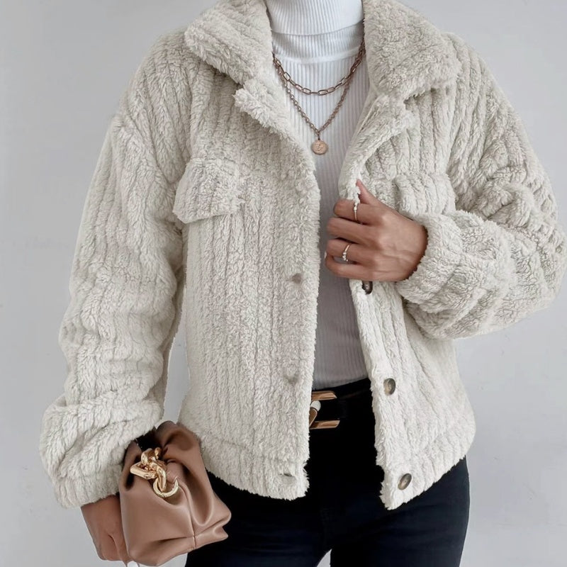 🏆️Vrouwen Lapsluiting Button💖Down Warme Fuzzy Cropped Jas 🍂❣️