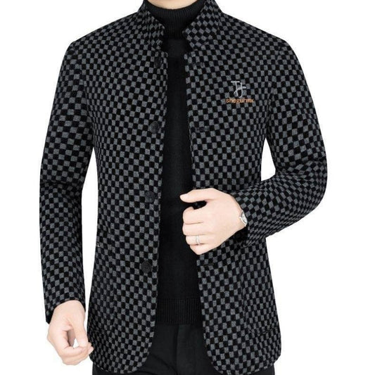 Heren Trendy Geruite Warme Jas met Zakken