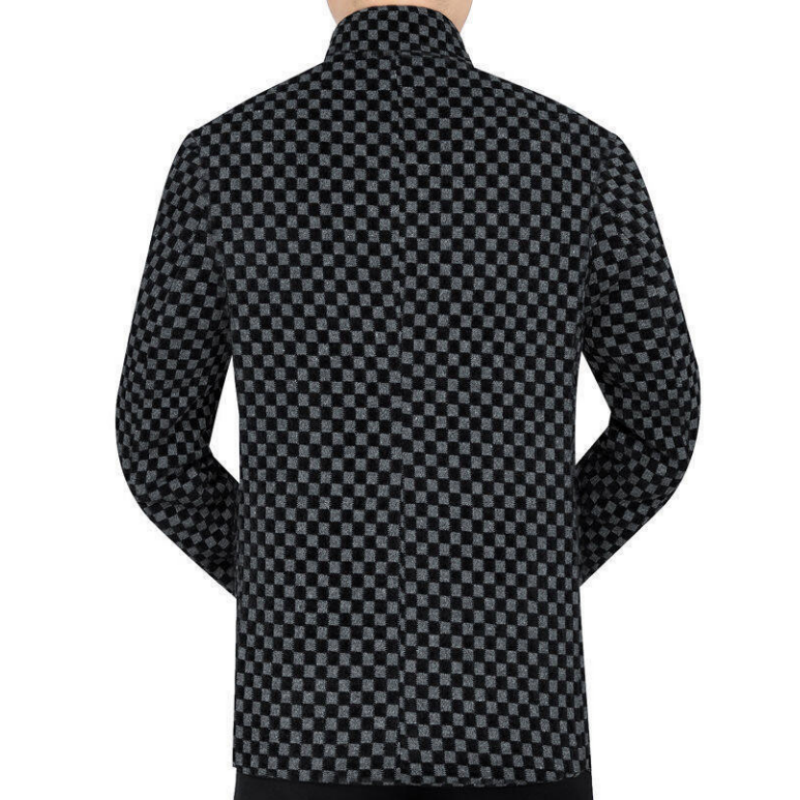 Heren Trendy Geruite Warme Jas met Zakken