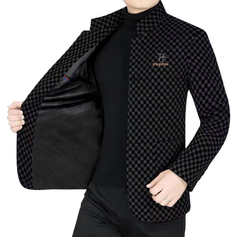 Heren Trendy Geruite Warme Jas met Zakken