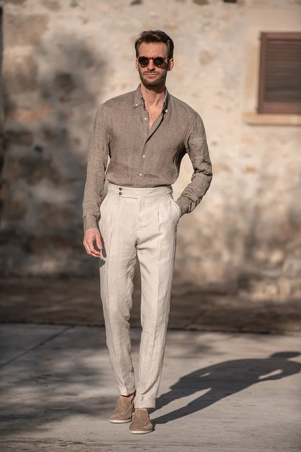 Heren Effen Kleur Rechte Casual Broek
