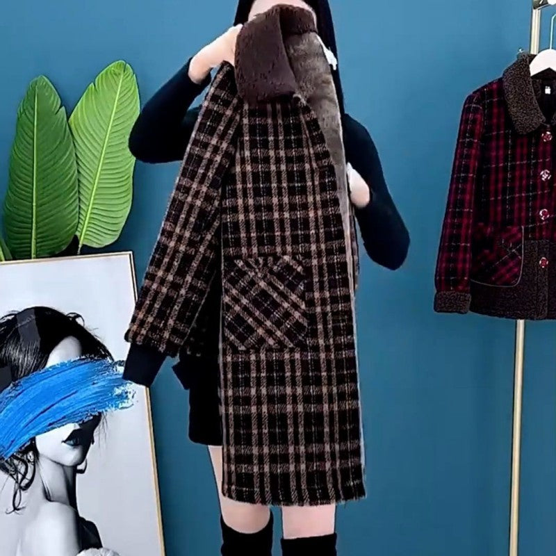 🛍️ Uitverkoop 49% korting!✨Damesjas van pluche dik halflang