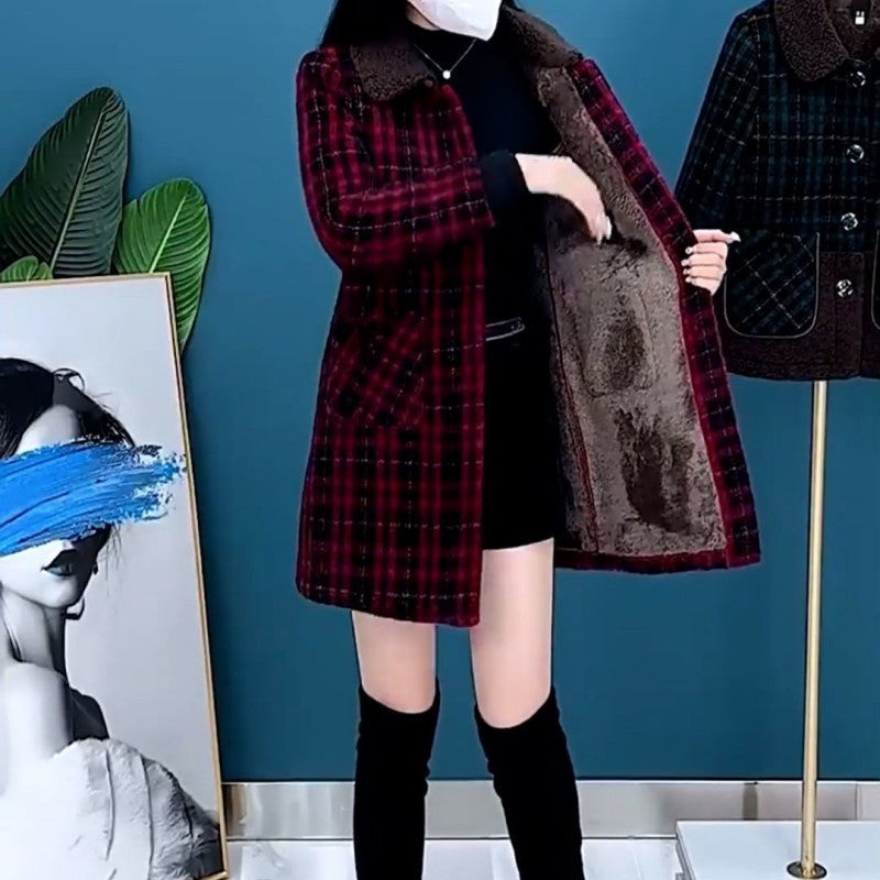 🛍️ Uitverkoop 49% korting!✨Damesjas van pluche dik halflang