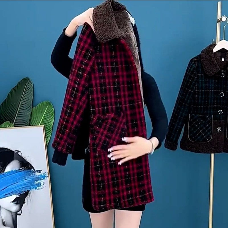 🛍️ Uitverkoop 49% korting!✨Damesjas van pluche dik halflang