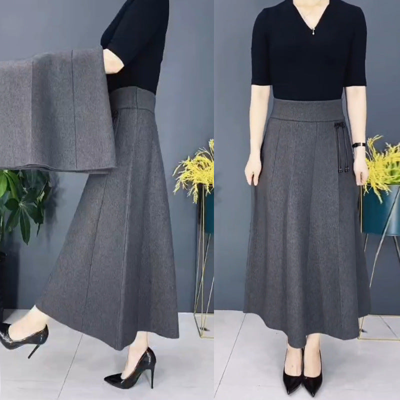 Dames Elastische Hoge Taille Dikke Lange Rok