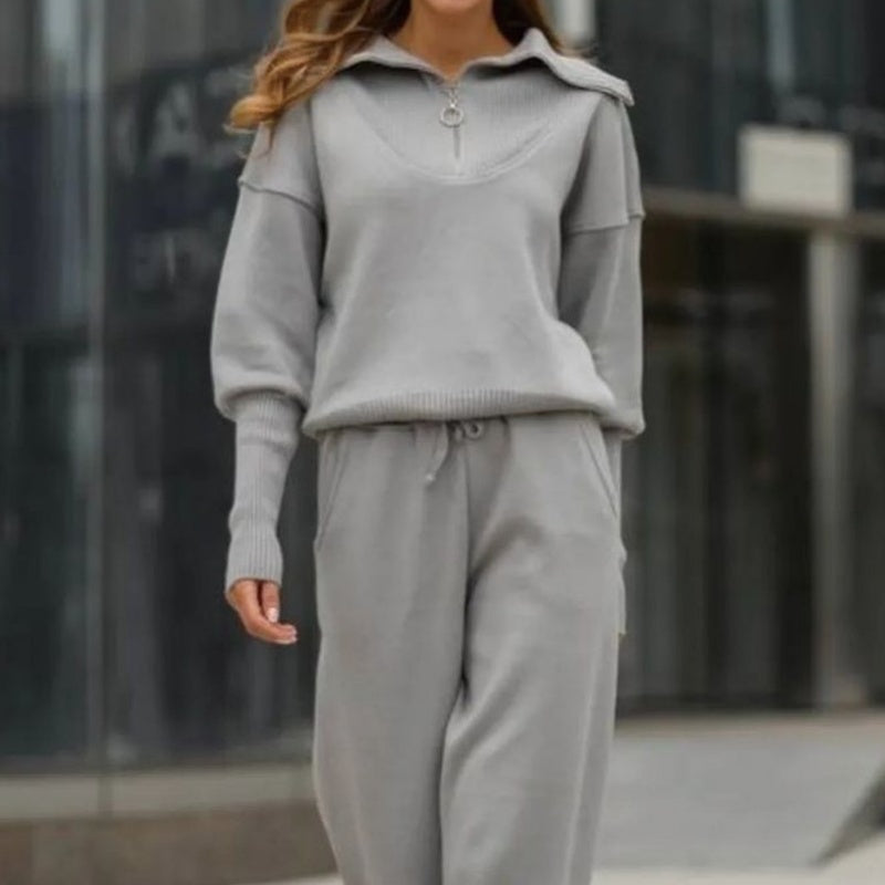 💥Sportieve 2-delige set voor dames🍂 – top met halve rits en bijpassende joggingbroek