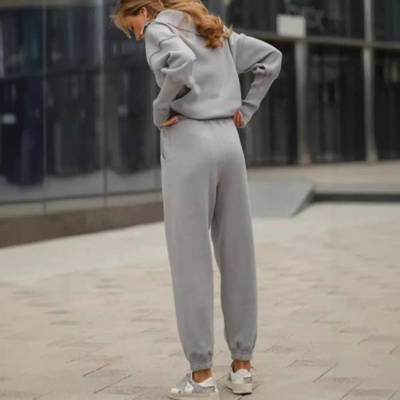 💥Sportieve 2-delige set voor dames🍂 – top met halve rits en bijpassende joggingbroek