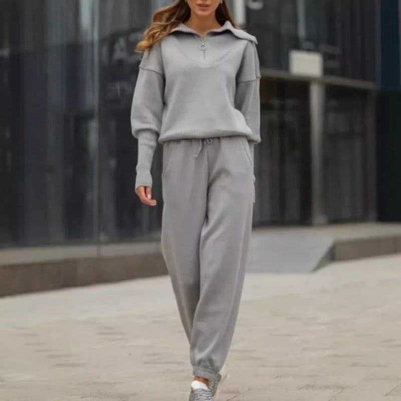 💥Sportieve 2-delige set voor dames🍂 – top met halve rits en bijpassende joggingbroek