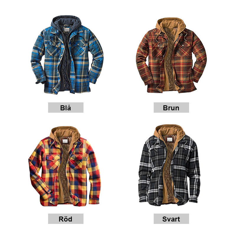 Quilted gevoerde plaid jas met capuchon voor heren