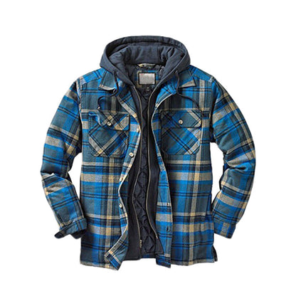 Quilted gevoerde plaid jas met capuchon voor heren