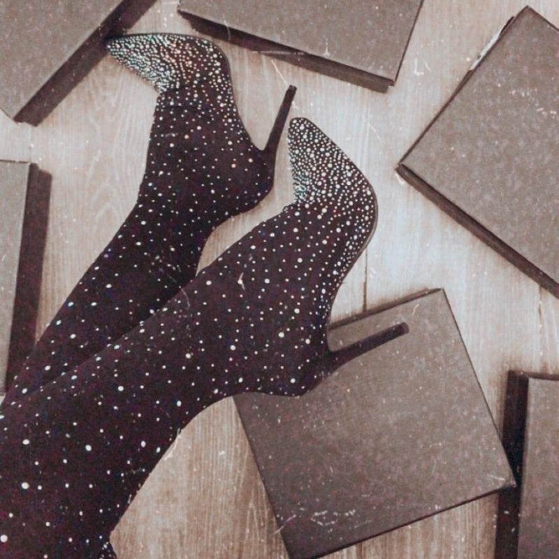 🌟49% KORTING🔥Dames overknee laarzen met glinsterende imitatiediamanten👠