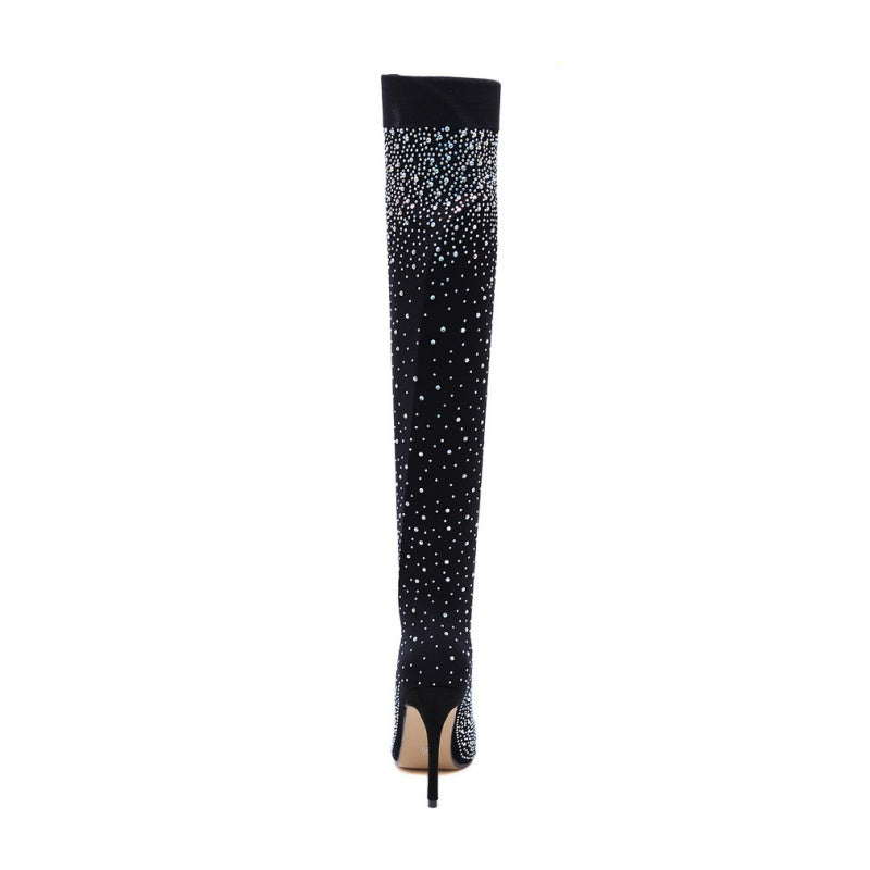 🌟49% KORTING🔥Dames overknee laarzen met glinsterende imitatiediamanten👠