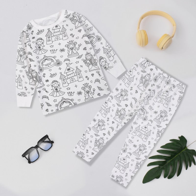 Doe-het-zelf tekenfilm kleurige pyjama voor kinderen