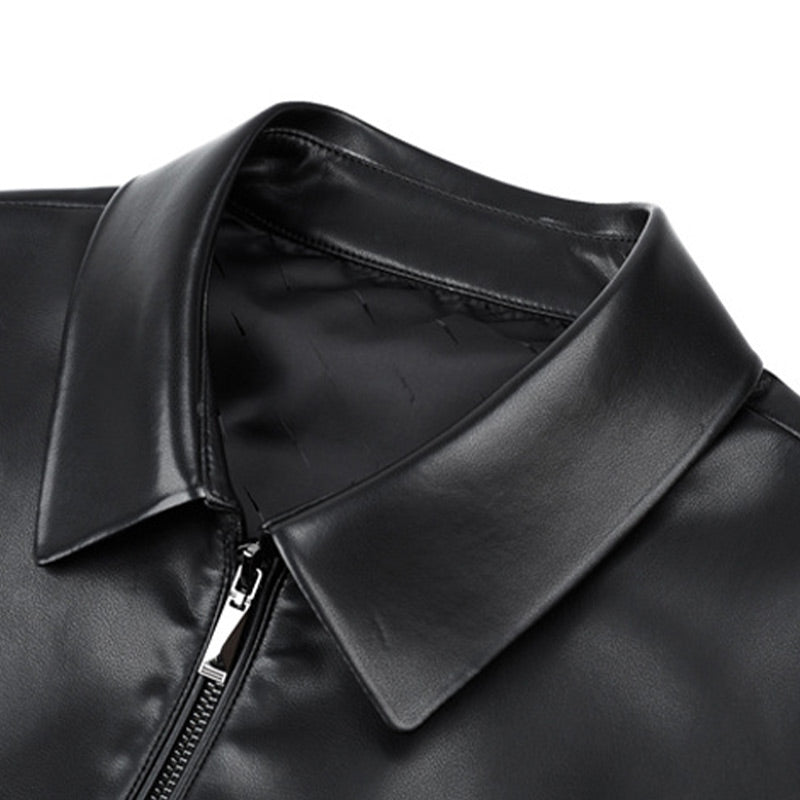 🔥Heren Classic PU Leren Jas met Rits Voorkant🔥