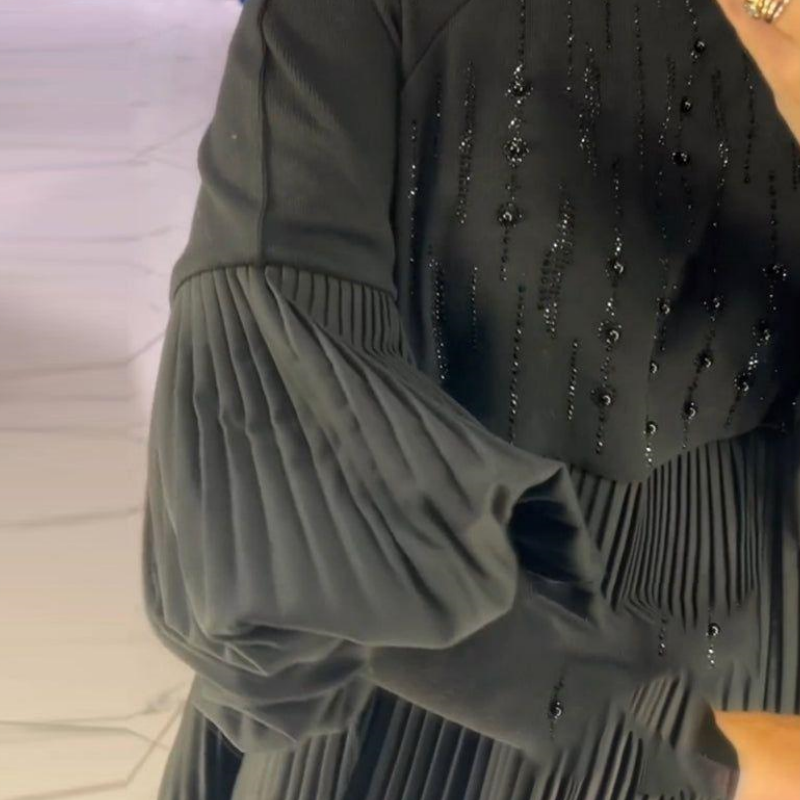 Dames Plus Size Lantaarn Mouw Opstaande Kraag Jurk