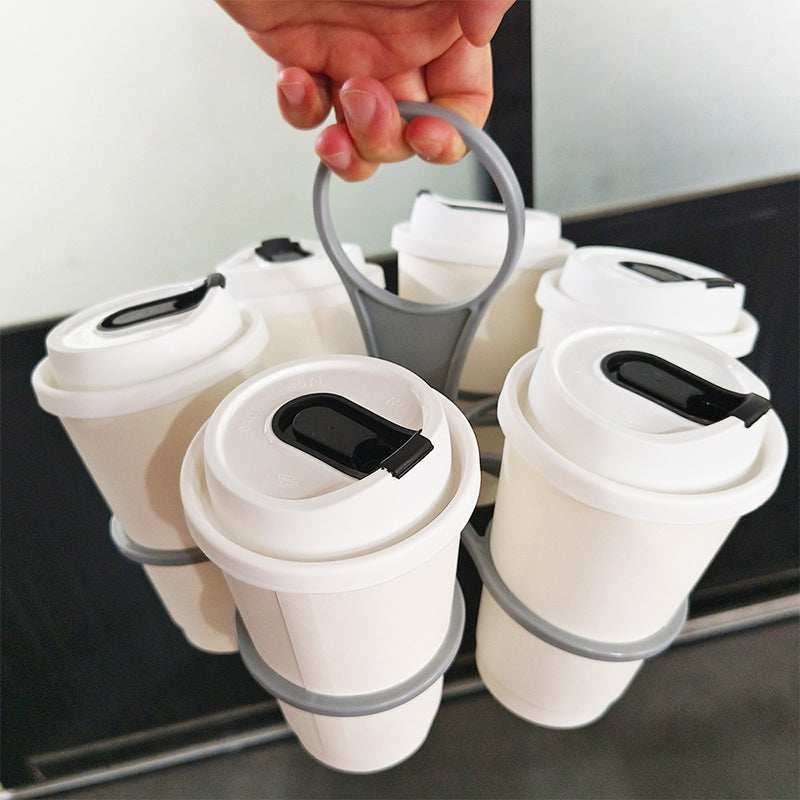Opvouwbare plastic bekerhouder voor 6 bekers