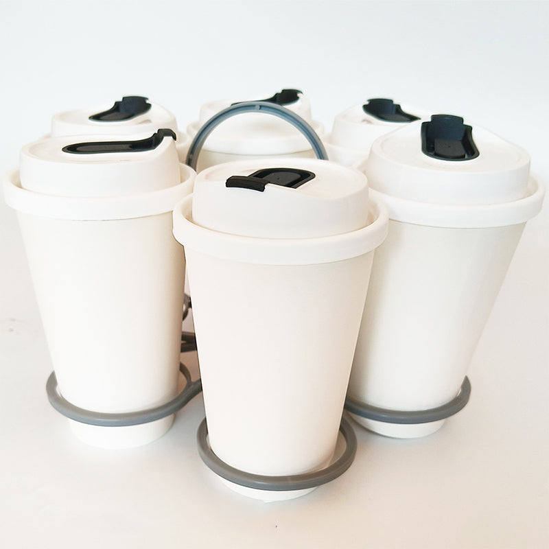 Opvouwbare plastic bekerhouder voor 6 bekers