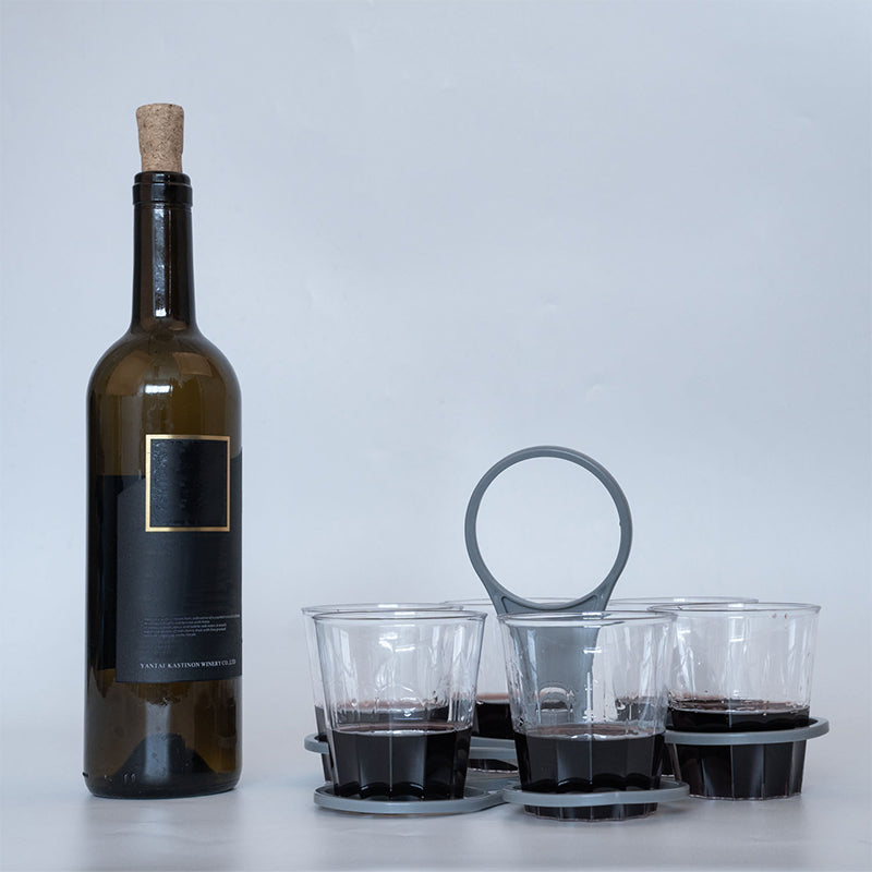Opvouwbare plastic bekerhouder voor 6 bekers