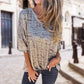 Dames T-shirt met losse V-hals, luipaardprint en halflange mouwen