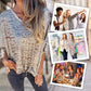 Dames T-shirt met losse V-hals, luipaardprint en halflange mouwen