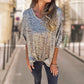 Dames T-shirt met losse V-hals, luipaardprint en halflange mouwen