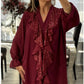 🔥Wat moet ik morgen dragen?💃Dames V-hals chiffon pailletten lange mouw shirt