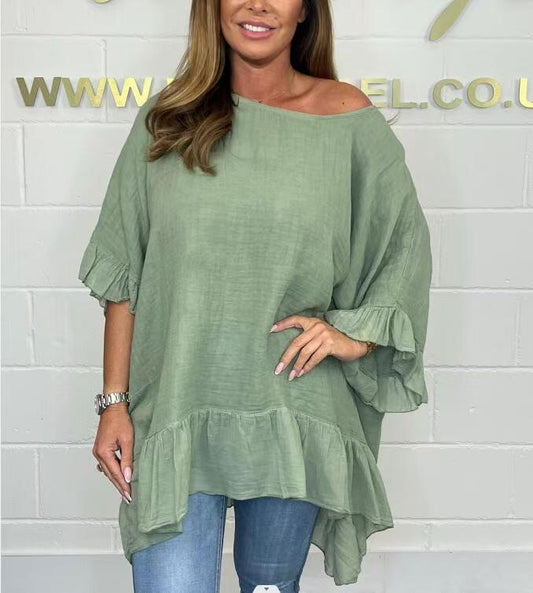 🔥Zomeruitverkoop halve prijs🔥 Los geplooid strapless vrouwenshirt