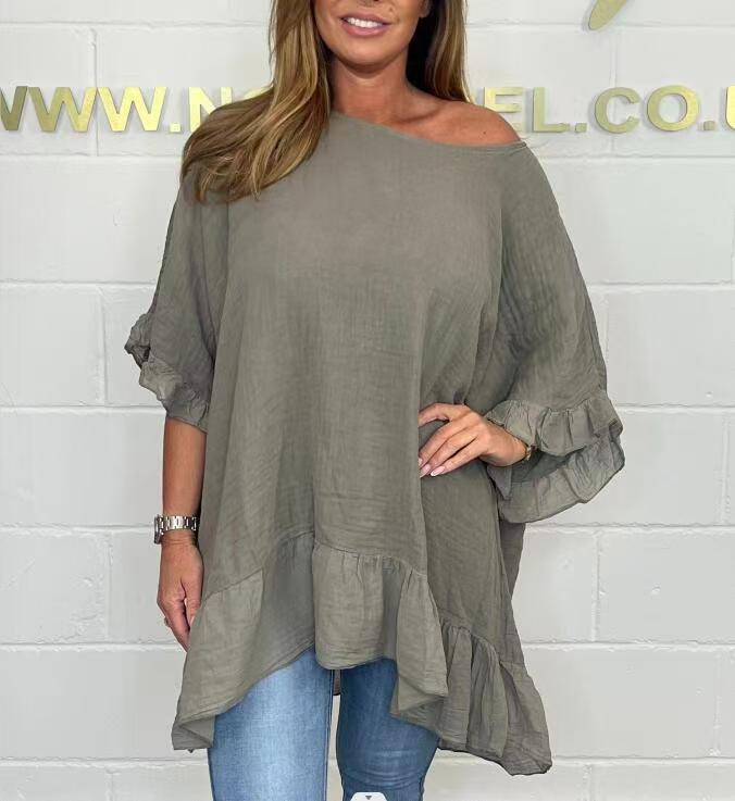 🔥Zomeruitverkoop halve prijs🔥 Los geplooid strapless vrouwenshirt