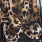 Omkering luipaarddruk losse zevenpunts mouwen shirt