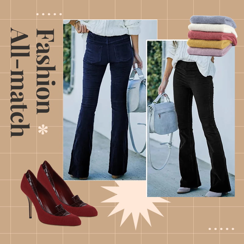🔥✨Hoge taille, slanke microcorduroy lounge broek met elastische tailleband