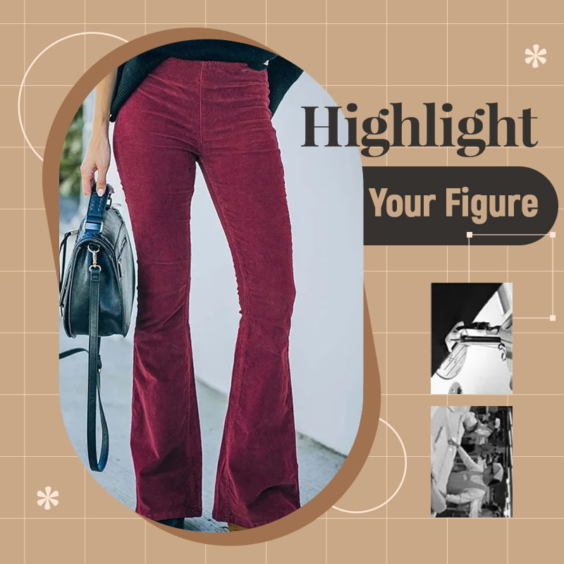 🔥✨Hoge taille, slanke microcorduroy lounge broek met elastische tailleband