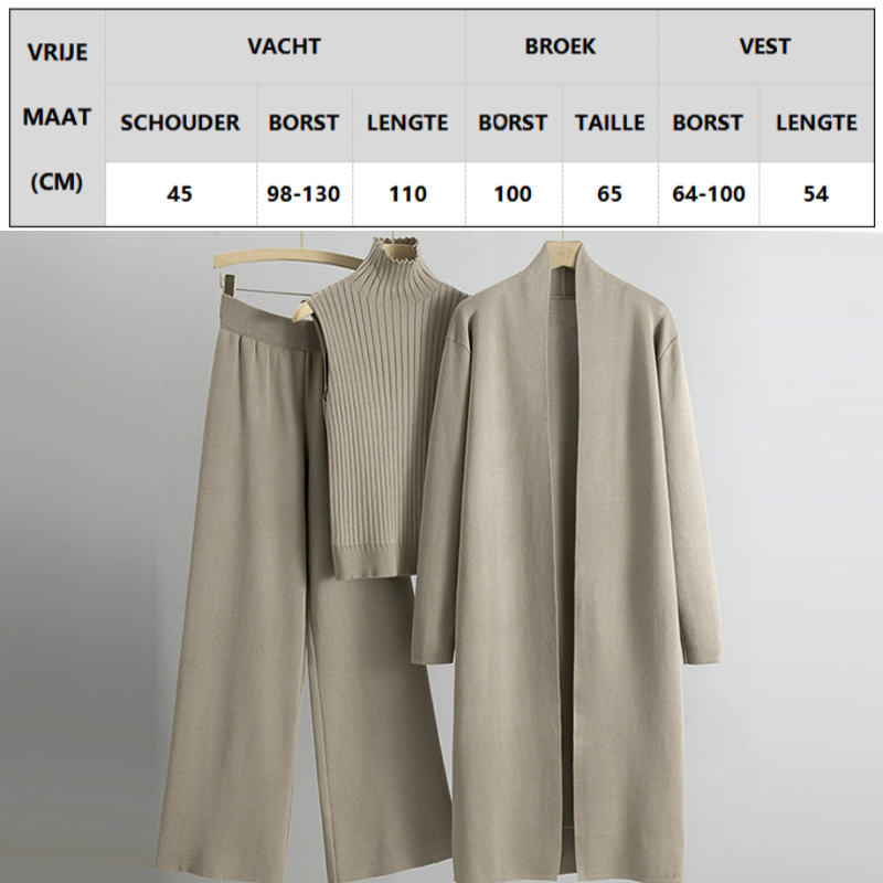 🔥 49% KORTING ✨ Dames 3-Delige Herfst Set – Mouwloos Vest, Cardigan & Broek voor Comfortabele Elegantie 🍂