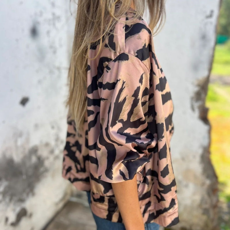 🌸Speciale voorjaarsaanbiedingen🌸 Bomberjack met rits voor dames met zebraprint