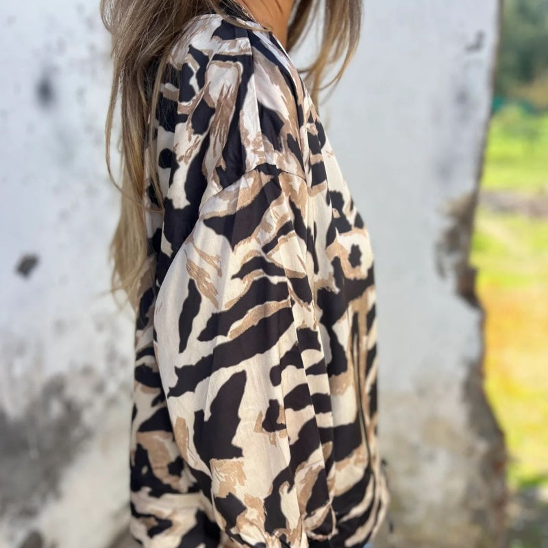 🌸Speciale voorjaarsaanbiedingen🌸 Bomberjack met rits voor dames met zebraprint