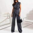Elegante effen kleur tweedelige set voor dames