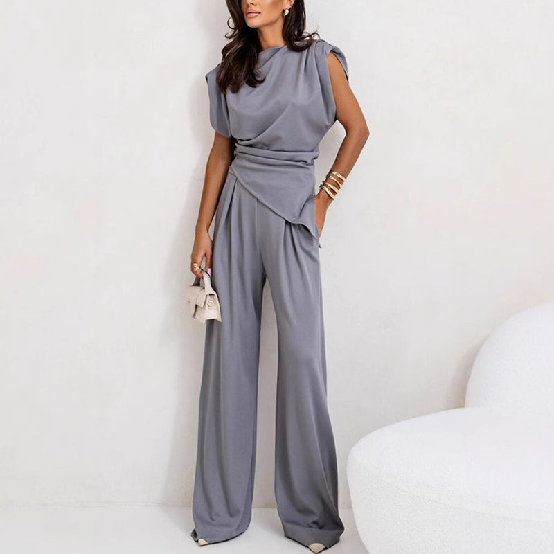 Elegante effen kleur tweedelige set voor dames