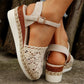 Dames Gesloten Teen Gehaakte Sleehak Sandalen