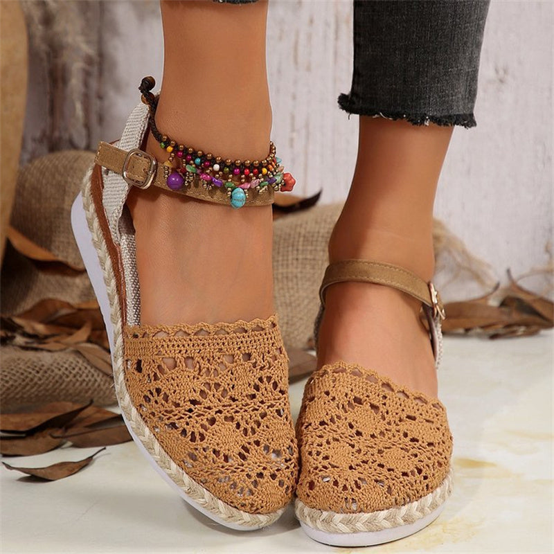 Dames Gesloten Teen Gehaakte Sleehak Sandalen