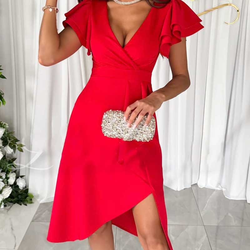 💃💥Sexy jurkje met V-hals en fladdermouwen
