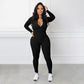 Effen kleur naadloze jumpsuit met halve rits