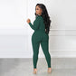 Effen kleur naadloze jumpsuit met halve rits