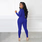 Effen kleur naadloze jumpsuit met halve rits